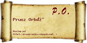 Prusz Orbó névjegykártya